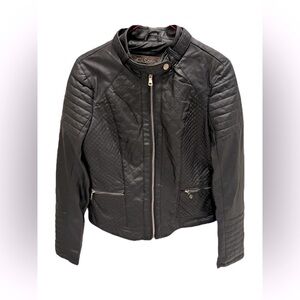 Ci Sono By Cavalini Womens Motorcycle Bomber Jacket Padded Vegan Leather Small